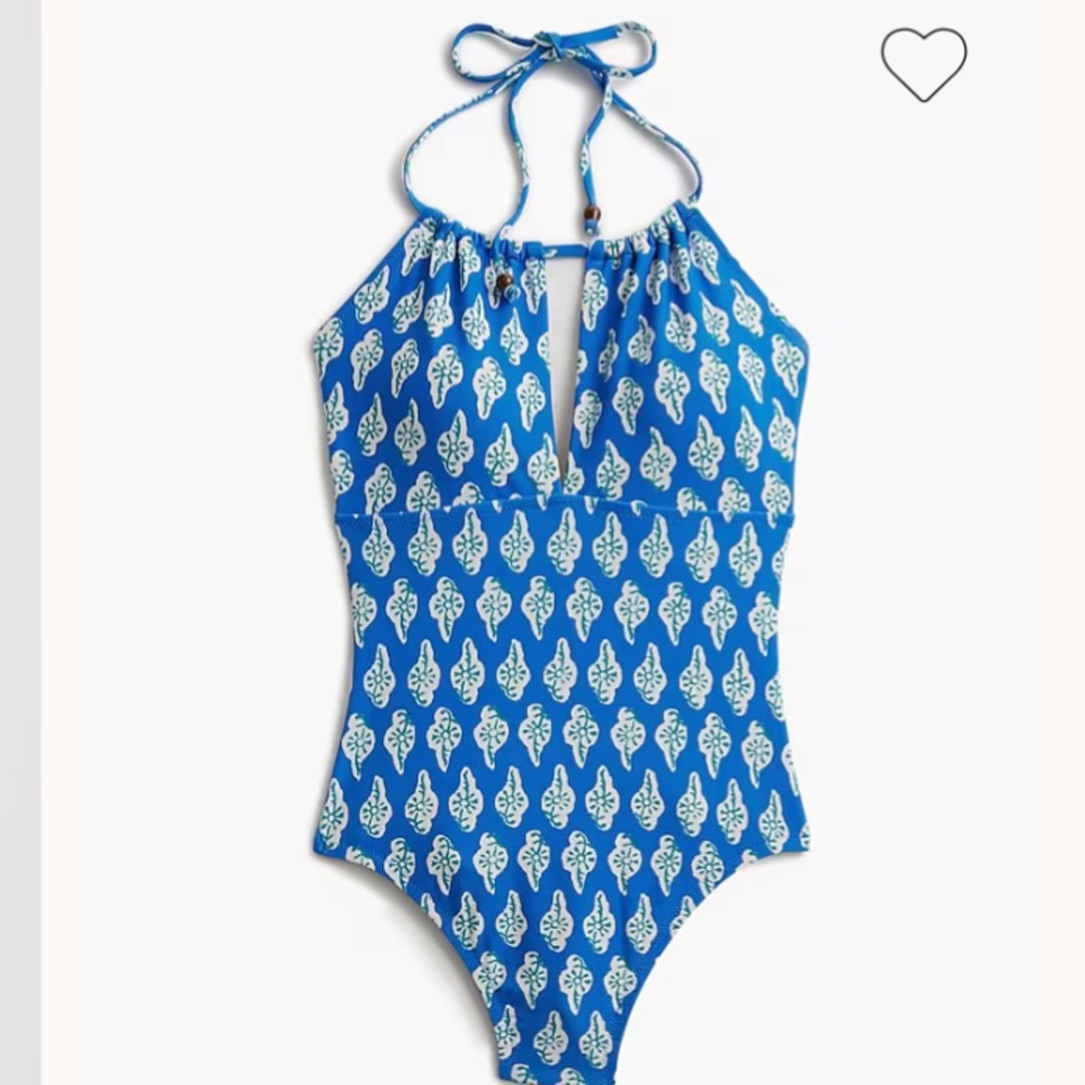 J. Crew Printed Halter One-Piece Swimsuit